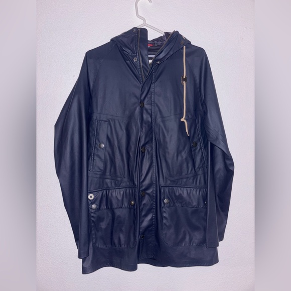 Barbour Jackets & Blazers - Barbour Dark Blue Raincoat with Hood small